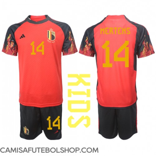 Camisa de time de futebol Bélgica Dries Mertens #14 Replicas 1º Equipamento Infantil Mundo 2022 Manga Curta (+ Calças curtas)